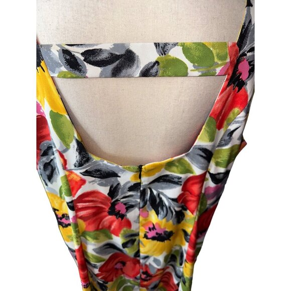 Dressbarn Size 22w Floral Sleeveless Dress - Red, Yellow, Black - Picture 4 of 7